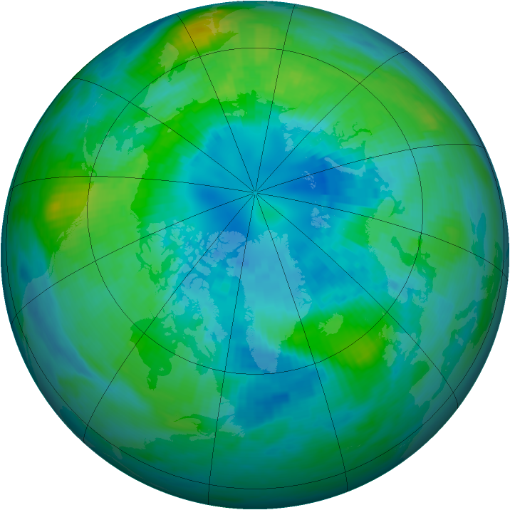 Arctic ozone map for 07 October 1983